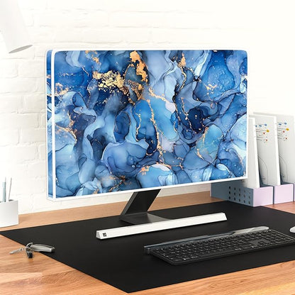 Baocicco Navy Blue Gold Marble Waterproof TV Dust Cover 75 Inch Creative Texture Grain Television Screen Cover Abstract TV Display Protectors Protective LED LCD OLED TVs Dust-Proof