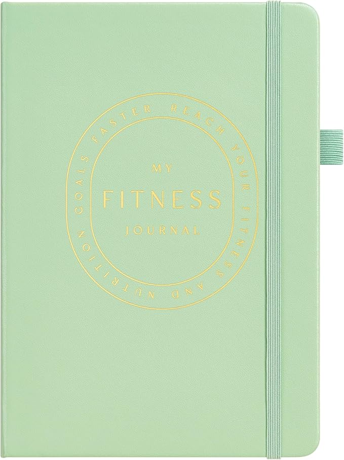 &And Per Se Fitness Workout Journal for Men & Women, Workout Log Book Planner with Daily Diet, Gym Exercise & Training Trackers - Undated, A5 Size, Leather Hardcover (Light Green)