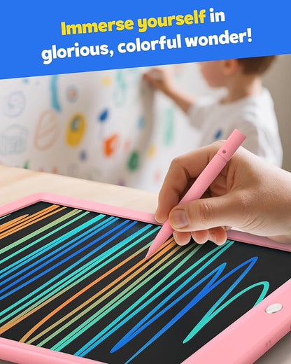 TEKFUN LCD Writing Tablet for Kids, 10-inch Coloring Drawing Pad, Mess Free Doodle Board, Christmas Gifts for Girls and Toddlers, Toys for 3 4 5 6 7 8 Year Old Boys (Pink)