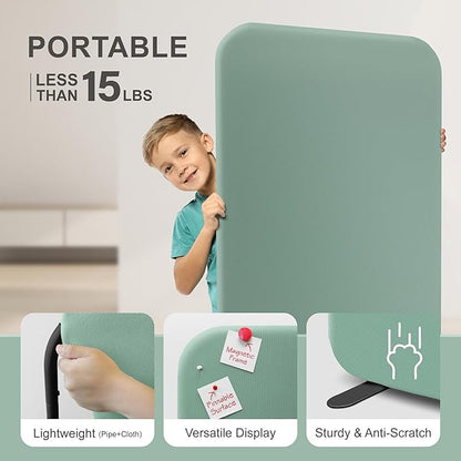 DECOLAB Standing Room Divider, Space Privacy Partition, Portable Wall Panel for Studio Apartment, Office, Home, Classroom, Scratch Resistance, 29"x65", Aqua