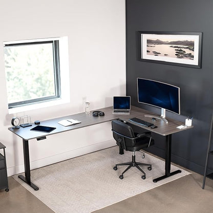 VIVO Electric Corner 84 x 63 inch L-Shaped Standing Desk (Gray, 84x63inch)