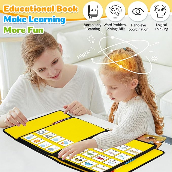 Boczif Visual Communication Book, Nonverbal Communication Board, Autism Language Vocabulary Learning Materials, Speech Articulation Therapy Cue Cards for Kids, Toddler Behavior Book for Home School