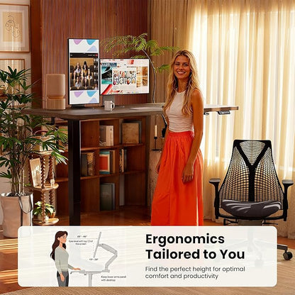 ErGear Height Adjustable Electric Standing Desk, 31.5 x 18.9 Inches Sit Stand up Desk, Memory Computer Home Office Desk with Two-Piece Desktop (Espresso)