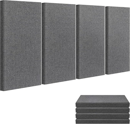 23.62" X 11.81" X 2" Fiberglass Wall Panel, 4 Pack Acoustic Panels, Acoustic Panels Sound Absorbing for Office, Studio, Home Theatre - Heather Grey