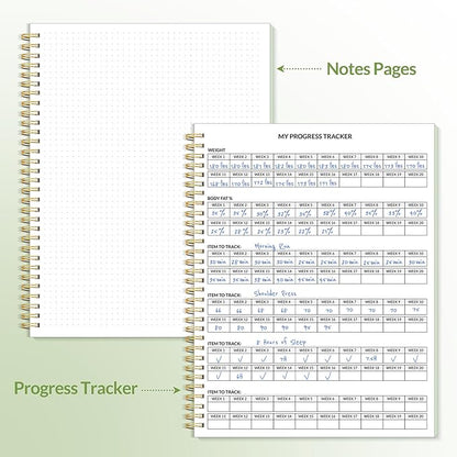 Fitness Journal Workout Planner for Women & Men, A4 (8.5" x 11") Workout Journal Log Book Planner Gift for Track Gym Essentials, Home Workouts, Track Progress, Achieve Wellness Goals, Green