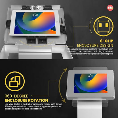 Premium Kiosk Floor Stand – CTA Locking Support Base Kiosk for iPad 11 (A16) - Pro 11-inch M4 - Air 11-inch M3- iPad 10th Gen - Galaxy Tab & More Tablets - Silver - (PAD-PARAFS)
