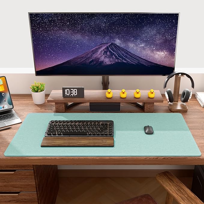 Auhoahsil Felt Desk Mat, Minimalist Large Mouse Pad XXL 35.5 x 15.7 in, Desk Matt for Desktop, Keyboard, Laptop, Computer, Office, Work from Home, Gaming, Light Green