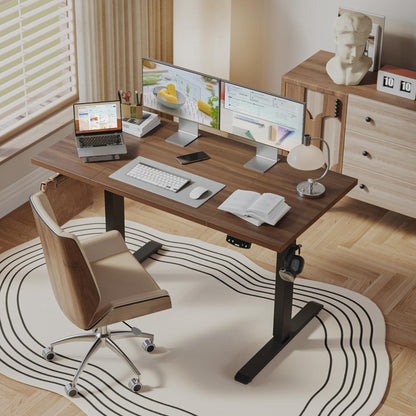 Electric Standing Desk, 63 x 23.6 Inches, Dark Walnut