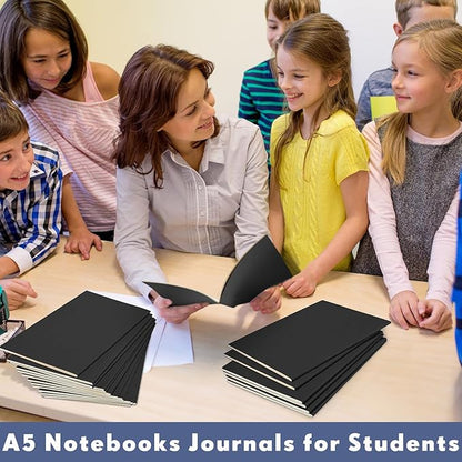 Mimorou 100 Pcs Journals Notebooks Bulk - Kraft Softcover A5 Small Notebooks 5.5 Inch x 8.3 Inch Notepads with 60 Page 30 Sheet for Writing Sketch Travel Office Supplies(Black,Dot)