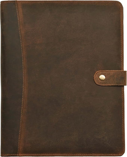 Leather Village Leather Portfolio Organizer - Professional Business Padfolio for Men & Women - Stylish Document Card Holder, Resume Folder, Folio for A4/Letter Size Writing Legal Pad, Brown