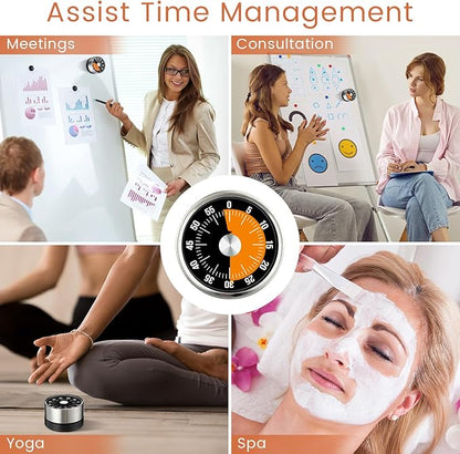 6 Pcs 60 Minute Visual Kitchen Timer Small Classroom Timers with Loud Alarm Stainless Steel Mechanical Timers for Classroom Desk Teaching Chef Countdown Egg Baking Office Cooking(Black)