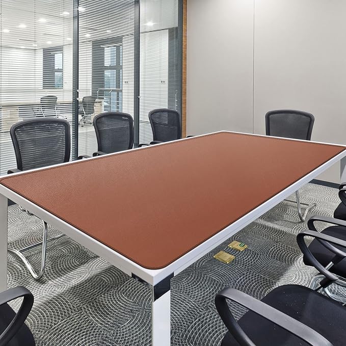 CENNBIE MAX200 78.7" x 39.4" Leather Desk Mat, Extra Large Desk Pad Blotter Protector, Extended Table Pad, Waterproof PU Leather Desk Mat on top of desks Large for Office and Home (Brown)