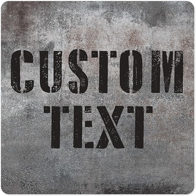 Custom Sign, Custom Street Sign, 11 Font Colors, 13 Font Styles, 4 Hole Options, 22 Sizes, 18x18 Inches, Rust Free DiBound, Fade Resistant, Made in USA by My Sign Center (Grunge Metal)
