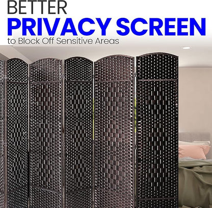 8 Panel Folding Privacy Screen 12ft Wide, 6ft Tall Partition Room Divider Portable Office Walls Dividers, Black