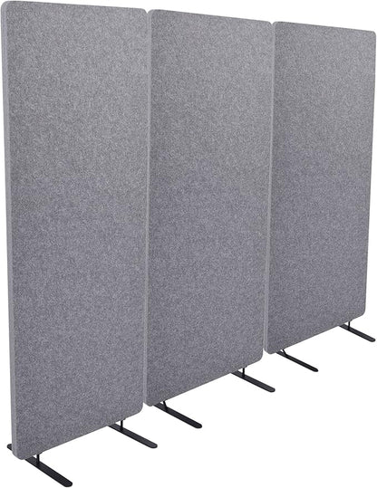 ReFocus™ Raw Freestanding Acoustic Room Divider 3 Pack – Reduce Noise and Visual Distractions with This Lightweight Room Separator (Castle Gray, 24" X 62")