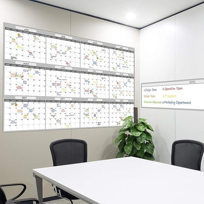 Large Dry Erase Wall Calendar - 48"x60" 2026 Undated Yearly Wall Calendar for Home, Office, School Projects - Jumbo Erasable and Reusable Laminated Yearly Planning Board