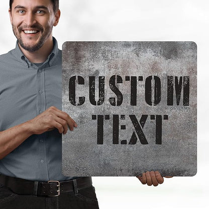 Custom Sign, Custom Street Sign, 11 Font Colors, 13 Font Styles, 4 Hole Options, 22 Sizes, 18x18 Inches, Rust Free DiBound, Fade Resistant, Made in USA by My Sign Center (Grunge Metal)