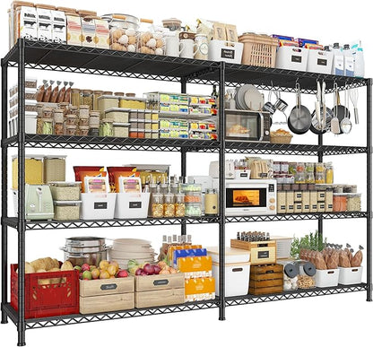 REIBII 72.8" W Storage Shelves Load 1500LBS, 4 Tier Metal Shelving Unit Wire Shelving for Storage Rack Heavy Duty Metal Shelves for Garage Pantry Kitchen, 17.7" D x 72.8" W x 59" H