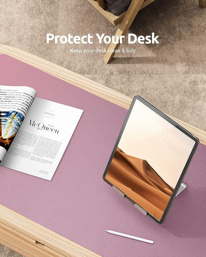 YSAGi Leather Desk Protector, Office Mat, Large Mouse Mat, Non-Slip PU Leather Blotter, Laptop Desk Pad, Waterproof Writing Pad for Office and Home (Pale Mauve, 23.6" x 13.8")