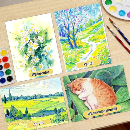 Watercolor Paper Pad, 9"x12" Water Color Paper, 140lb/300gsm, 18 Sheets - Artist Grade for Watercolor, Painting & Mixed Media - Watercolor Sketchbook Journal & Drawing Pad for Adults & Kids, Yellow