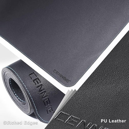 CENNBIE Leather Desk Mat Protector, XXL 74.8" x 23.6" Extra Large Leather Office Desk Pad Mat for Full Desk, Computer Desk Mat on top of desks - Oversized Large Mouse Pad (Black)
