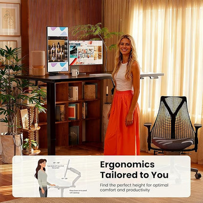 Ergear Height Adjustable Electric Standing Desk, 63x 28 Inches Sit Stand up Desk, Large Memory Computer Home Office Desk (Black), EGESD7B