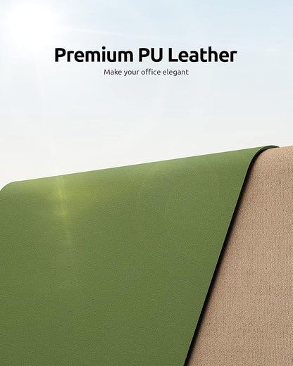 YSAGi Leather Desk Protector, Office Mat, Large Mouse Mat, Non-Slip PU Leather Blotter, Laptop Desk Pad, Waterproof Writing Pad for Office and Home (Green, 23.6" x 13.8")