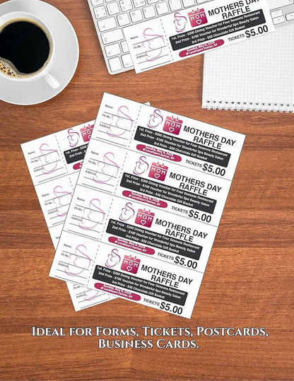 Limited Papers (TM) 8.5x11 Perforated Paper, 20/50 Pound, 75 GSM, Variety of Perforation Sizes and Colors, for Forms, Tickets, Postcards, Business Cards. (Peach, 4 up - horizontal every 2.75")