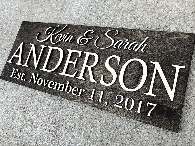 Personalized Family Name Wooden Sign | Last Name Established | Custom Wedding Gift | 3D Wall Art | 5 Year Anniversary | Rustic Home Decor