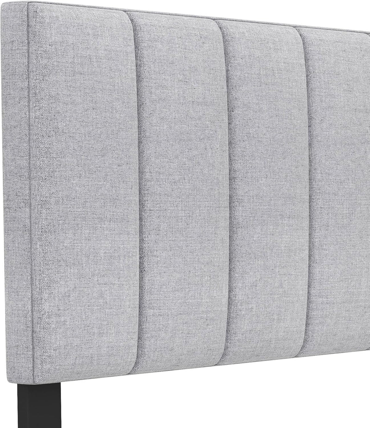 Linen Upholstered Headboard for Full & Queen Size Bed, Vertical Channel Tufted Rectangular Headboard with Solid Wood Legs & Adjustable Width, Padded Bed Backboard, Easy Assembly (Gray)