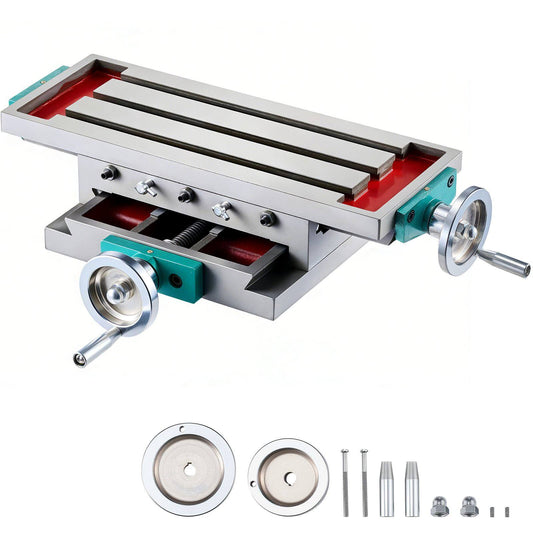 Milling Working Table 17.7 X 6.7 Inch, Compound Milling Machine Work Table 2 Axis 4 Ways Move, Multifunction Milling Working Table Heavy-duty Structure,for Milling and Drilling Machine