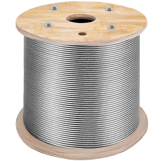 316 Stainless Steel Cable 1/8" 1x19 Steel Cable Wire Rope 150M/500FT Cable Railing Transport Wire Rope Cable for Railing Decking DIY Balustrade(150M)