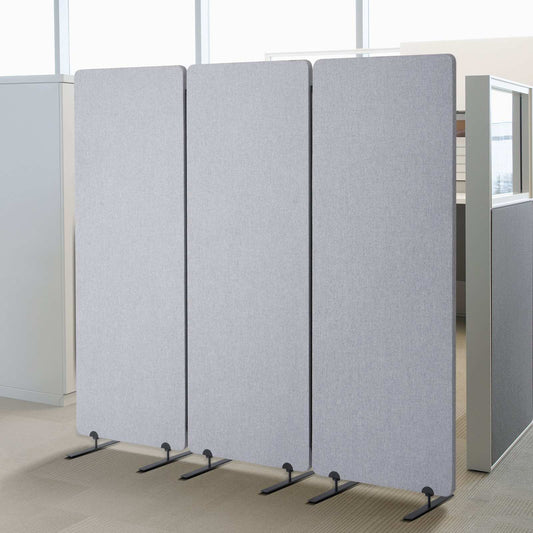 2FT Room Divider, 3 Panel PET Polyester Soundproof Room Screen, Folding Privacy Divider Portable Partition Divider for Room Separation, Freestanding Room Partitions for Office Study, Grey
