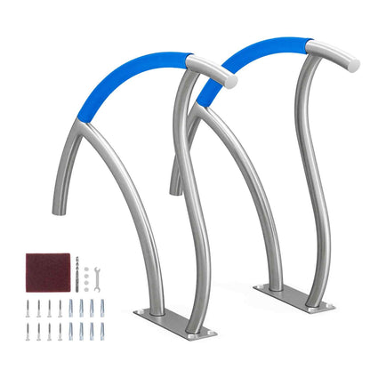 Pool Handrail, 2 PCS 30x30 in Pool Railing, Stainless Steel with Base Plate for Indoor/Outdoor Pools,Swimming Pool Safety Railing for Decks,Rust-Proof Grab Bar w/ Grip Cover&Accessories for Spas