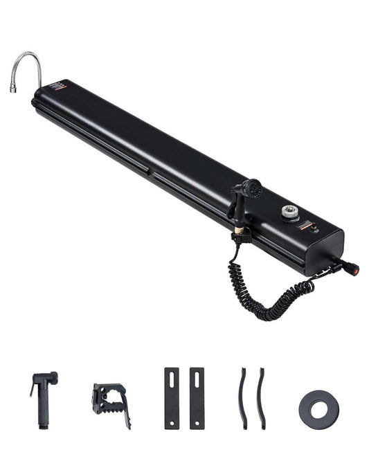 Roof Rack Water Tank, 7 Gal, Multi-Dispensing Outdoor Tank with 2 Splash-Guard Panels & T-slot, High-Capacity Aluminum Tank with Pressurization Port, Fit for Trunks, Roll Bars, Crossbars
