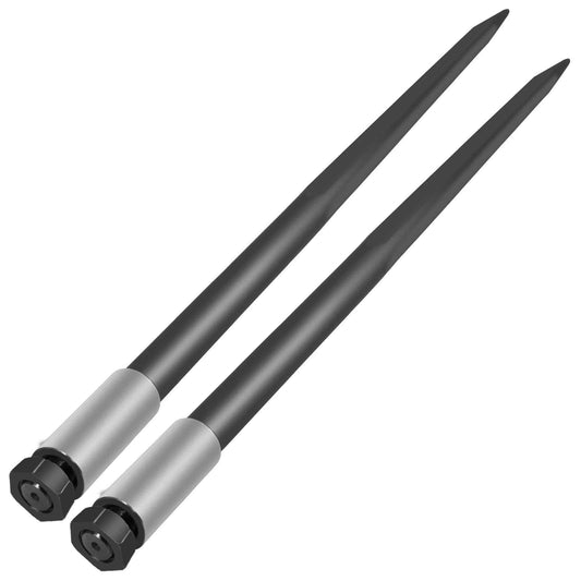Hay Spear Spears 49\" Hay Bale Spear Spike, 4000 lbs Capacity Quick Attach Square Hay Bale Spears, 2 Pics Black Bale Forks, Bale Hay Spike with Hex Nut & Sleeve for Buckets Tractors Loaders