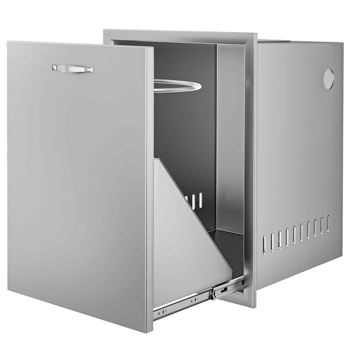 Outdoor Kitchen Drawer 16Wx24.4Hx16D Inch Stainless Steel Pull Out Trash Drawer with Handle for Outdoor Kitchen BBQ Island