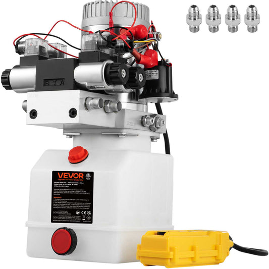 Hydraulic Pump Double Acting Hydraulic Power Unit Double Solenoid Hydraulic Power Pack 12V DC Hydraulic Power Pump with 4.5quart Reservoir for Dump Trailer Car Lifting
