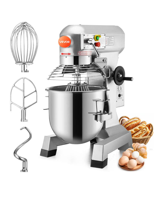 Commercial Food Mixer 15Qt 600W 3 Speeds Adjustable 110/178/390 RPM Heavy Duty 110V with Stainless Steel Bowl Dough Hooks Whisk Beater Premium for Schools Bakeries Restaurants Pizzerias