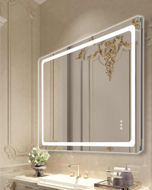LED Bathroom Mirror, 36" x 48" LED Bathroom Vanity Mirror with Frontlit and Backlit, Anti-Fog Memory Mirror with Lights, Stepless 3 Colors Temperature Dimmable Bathroom Mirror, Wall Mounted