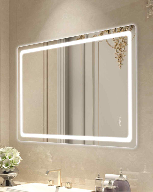 LED Bathroom Mirror, 36" x 60" LED Bathroom Vanity Mirror with Frontlit and Backlit, Anti-Fog Memory Mirror with Lights, Stepless 3 Colors Temperature Dimmable Bathroom Mirror, Wall Mounted