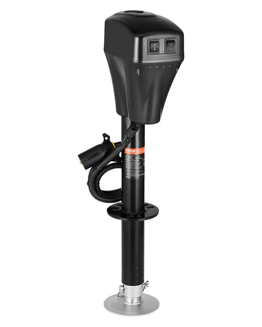Electric Trailer Jack, 5000 lbs, Heavy Duty RV Electric Power Tongue Jack with 7-pin Connector, Manual Crank Handle & Weatherproof Jack Cover, 10"-28.3" Lift, for Trailers, Campers & RVs, Black