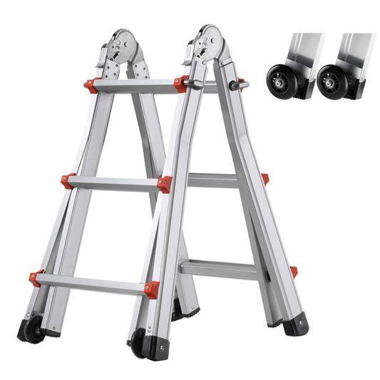 Telescoping Ladder A Frame, 11 FT Compact Aluminum Extension Ladder, Multi-Function Portable Collapsible RV Ladder, Telescopic Ladder for Homework Stairs Indoor Outdoor Roof, 330lb Load