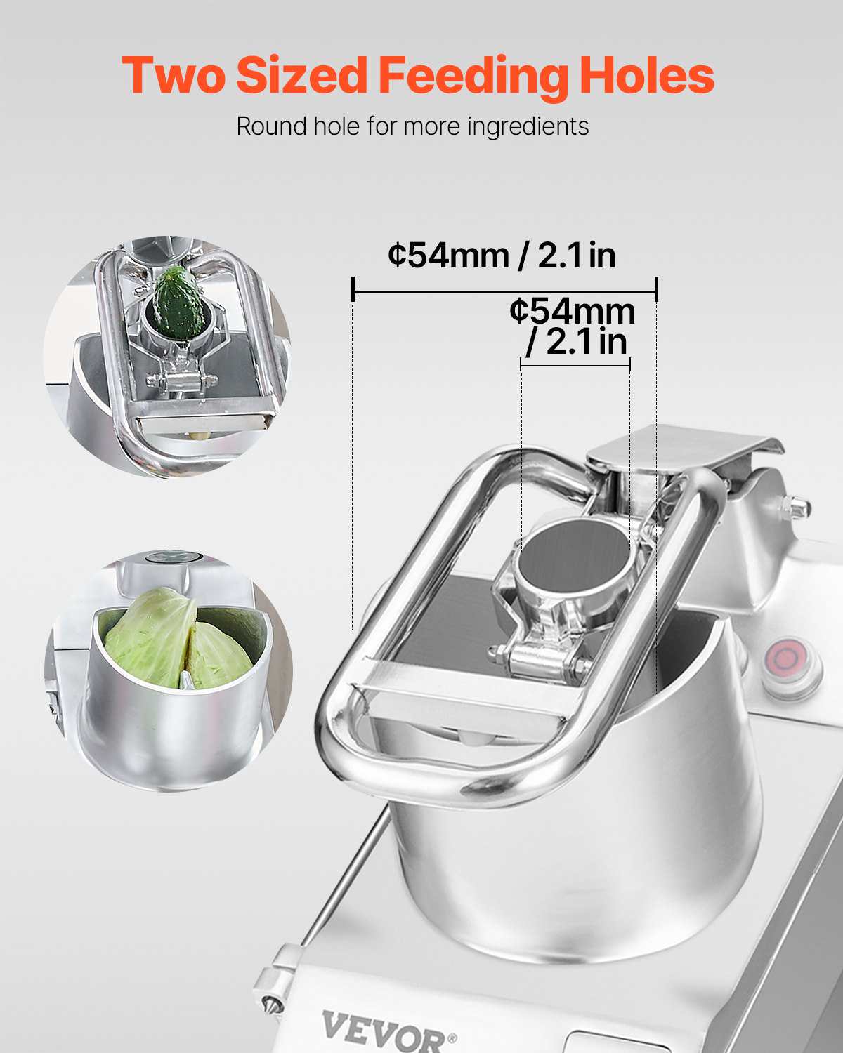 Food Processor & Vegetable Chopper, 2 Feeding Holes Food-Grade Stainless Steel Food Processor Chopper with Detachable 6 Blades, 3mm/5mm/7mm/10mm Shredder, 2mm/4mm Slicer, for Vegetables, Fruit