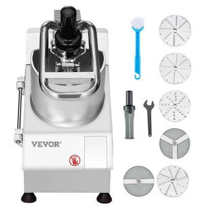 Food Processor & Vegetable Chopper, 2 Feeding Holes Food-Grade Stainless Steel Food Processor Chopper with Detachable 6 Blades, 3mm/5mm/7mm/10mm Shredder, 2mm/4mm Slicer, for Vegetables, Fruit