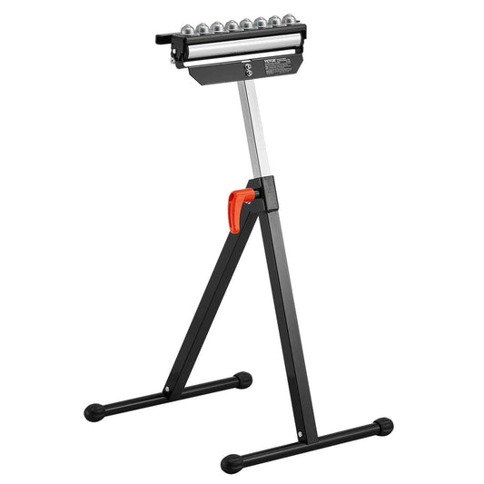 Roller Stand, 300 lb Load Capacity, 26.8-42.5 in Adjustable Height, Folding Heavy Duty with 11.5 inch Polished Multi-directional Roller Head, for Table Saw Outfeed Woodworking Extension Support