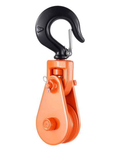 2 Ton Snatch Block with Swivel Hook, 3" Sheave 3/8" Inch Wire Rope, Heavy Duty Snatch Block Pulley 4400 lbs for Towing and Recovery operations on Tow Truck Rollback Wrecker Car Hauler Winches
