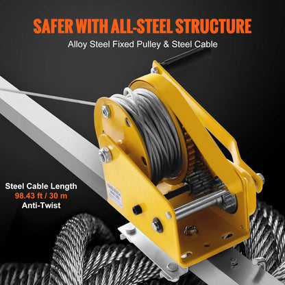 Confined Space Tripod Kit, Confined Space Tripod 8' Legs and 98' Cable, Confined Space Rescue Tripod 32.8' Fall Protection, 2600 lbs Winch, Harness, Storage Bag