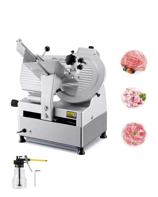 Automatic Meat Slicer, 180W + 370W Deli Slicer with a 12 inch Premium 65Mn Blade, 0-0.3 inch Adjustable Thickness, Electric Food Slicer Machine for Meat, Vegetables, Hard Bread, and Cheese