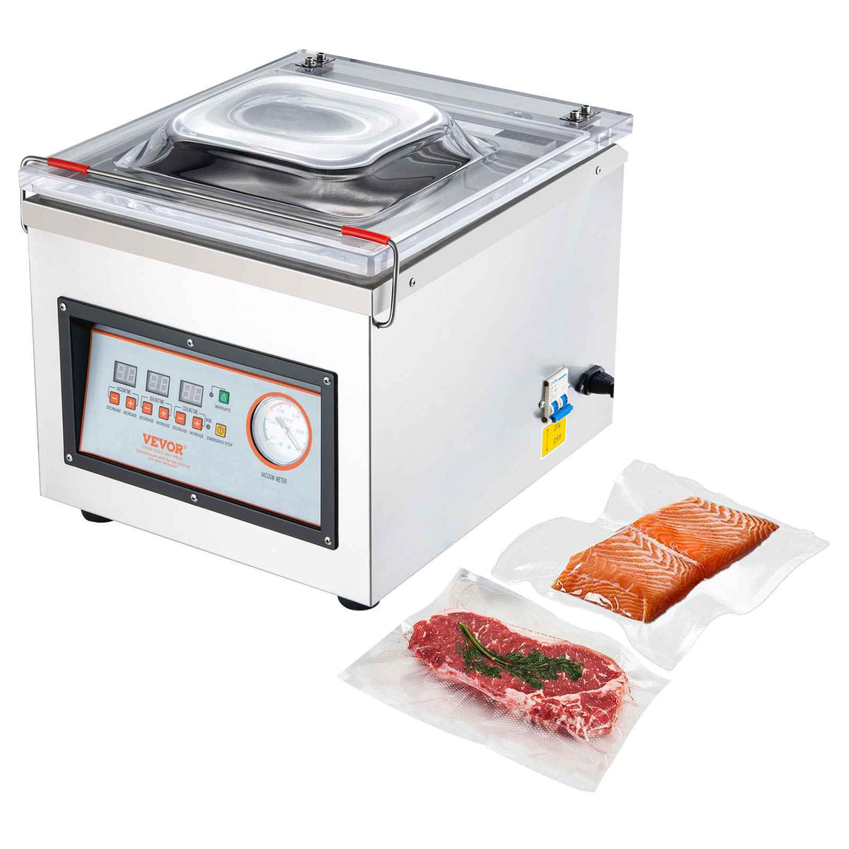 Chamber Vacuum Sealer, 320W Sealing Power, Vacuum Packing Machine for Wet Foods, Meats, Marinades and More, Compact Size with 12.6 in Sealing Length, Applied in Home Kitchen and Commercial Use